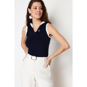 Trendyol Navy Blue Sailor Collar Premium/ Special Yarn Knitwear Blouse