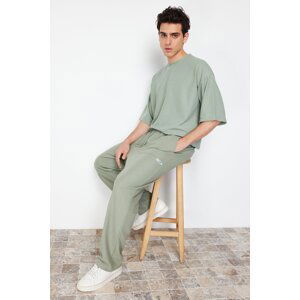 Trendyol Mint Oversize/Wide-Fit Textured Wide Leg Labeled Sweatpants