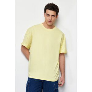 Trendyol Yellow Oversize/Wide-Fit Basic 100% Cotton T-Shirt