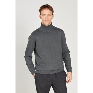 ALTINYILDIZ CLASSICS Men's Anthracite-Melange Regular Fit Full Turtleneck Sweater