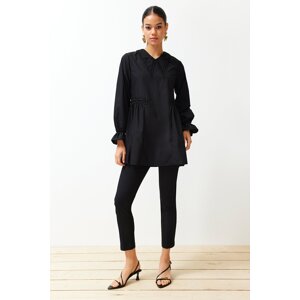 Trendyol Black Collar Detailed Cotton Woven Tunic