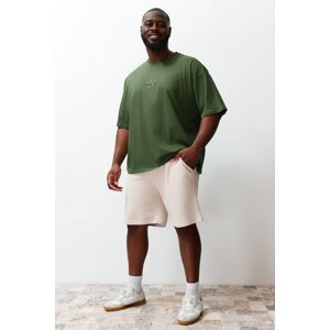 Trendyol Large Size Stone Regular Cut Comfortable 100% Cotton Basic Shorts