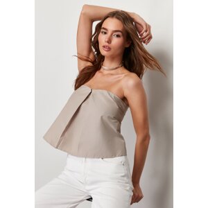 Trendyol Dark Beige Strapless Woven Blouse