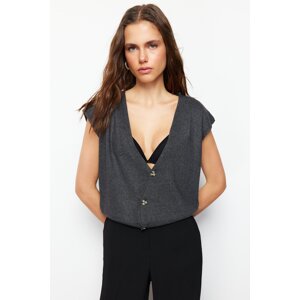 Trendyol Anthracite Asymmetric Premium/Special Yarn Knitwear Blouse