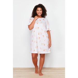 Trendyol Curve Pink Printed Mini Knitted Nightshirt