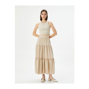 Koton Flared Midi Skirt Viscose High Waist