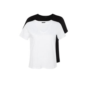 Trendyol Curve Black and White 2-Pack Basic Knitted T-Shirt