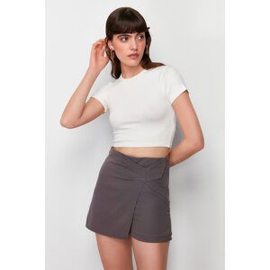 Trendyol Anthracite Knot Detailed Woven Short Skirt