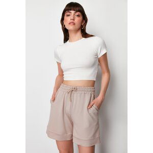 Trendyol Mink Soft Buttoned Pocketed Regular Waist Knitted Shorts & Bermuda