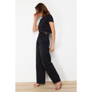 Trendyol Black Loose Fit High Waist Carpenter Jeans