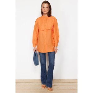 Trendyol Orange Cotton Woven Shirt