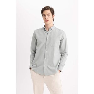 DEFACTO Regular Fit Polo Collar Oxford Long Sleeve Shirt