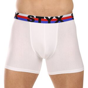 Men's boxers Styx long sports elastic white tricolor