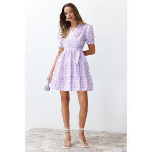 Trendyol Lilac Ethnic Pattern Waist Open Mini Woven Mini Dress