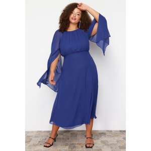 Trendyol Curve Long Maxi Woven Plus Size Dress with Sax Cape Sleeve