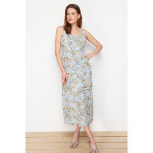 Trendyol Light Blue Floral Viscose Maxi Woven Dress