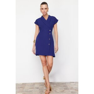 Trendyol Indigo Double Breasted Form Button Detail Mini Woven Dress