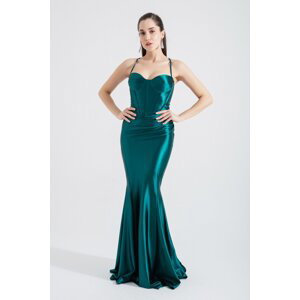 Lafaba Women's Emerald Green Underwire Corset Long Evening Dress