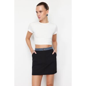 Trendyol Black Denim Detailed Pencil Straight Cut Mini Length Woven Skirt