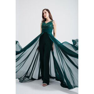 Lafaba Women's Emerald Green Chiffon Evening Dress Jumpsuit