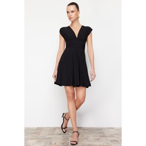 Trendyol Black Straight Skater Sleeveless Skater/Waist Open Elastic Sandy Mini Dress