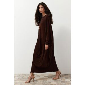 Trendyol Brown Elegant Knitted Kaftan Dress