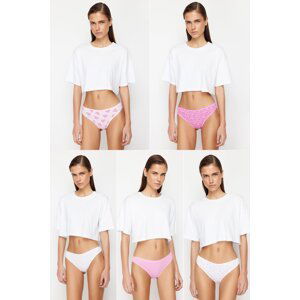 Trendyol Pink-Multicolor 5-Pack Cotton Brazilian Knitted Panties