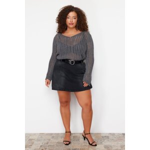 Trendyol Curve Anthracite Mini Denim Short Skirt