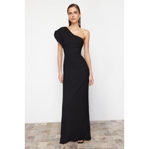 Trendyol Black Asymmetrical Collar Long Evening Dress