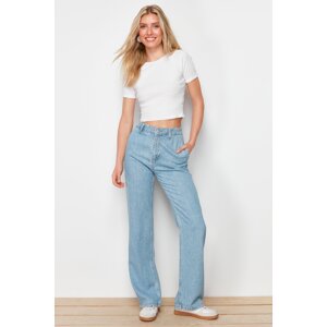 Trendyol Blue 100% Tencel™ High Waist Wide Leg Jeans with Pocket Detail