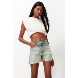 Trendyol Blue Wash Effect Denim Shorts & Bermuda