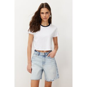 Trendyol Blue Ripped Denim Shorts & Bermuda