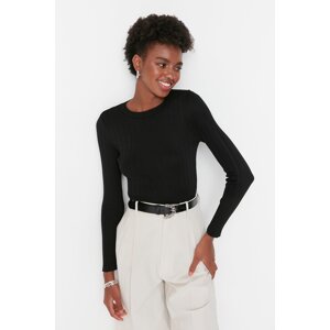 Trendyol Black Basic Crew Neck Knitwear Sweater