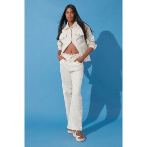 Trendyol White Elastic High Waist Wide Leg Jeans