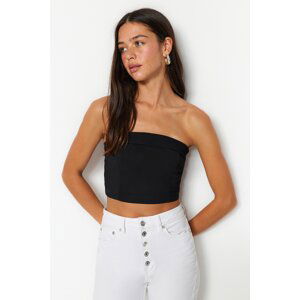 Trendyol Black Corset Crop Strapless Woven Blouse