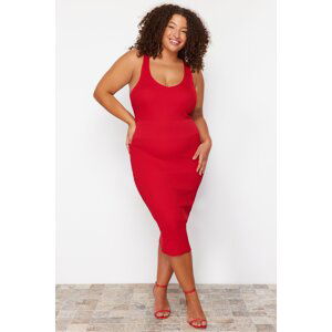 Trendyol Curve Red Bodycon Slim Midi Knitwear Dress