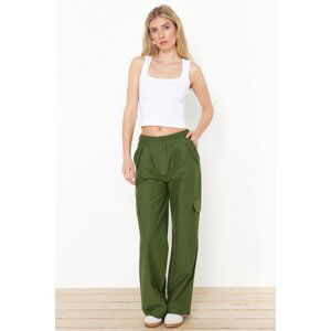 Trendyol Khaki Cargo Pocket Wide Leg Woven Trousers