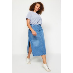 Trendyol Curve Blue Slit Denim Skirt