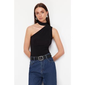 Trendyol Black Choker Neck Fitted/Slippery Knitted Blouse