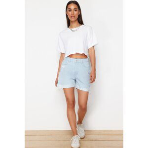 Trendyol Light Blue Ripped Denim Shorts & Bermuda