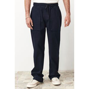 Trendyol Navy Blue Standard Fit Lace Waist Trousers