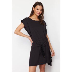 Trendyol Black Mini Knitted Tie Beach Dress