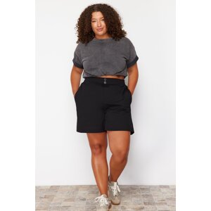 Trendyol Curve Black Button Detailed Knitted Shorts & Bermuda