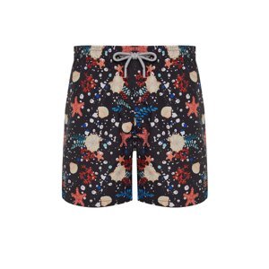 Trendyol Black Standard Size Starfish Patterned Beach Shorts