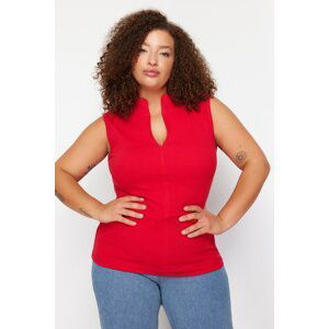 Trendyol Curve Red Zipper Knitted Blouse