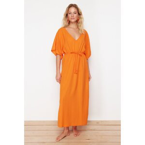 Trendyol Orange Maxi Woven Tie-Up Beach Dress