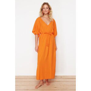 Trendyol Orange Maxi Woven Tie-Up Beach Dress