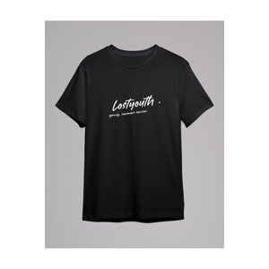 Trendyol Black Text Printed Regular/Normal Cut T-shirt