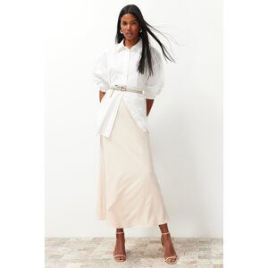 Trendyol Cream Woven Crepe Fishnet Skirt