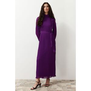Trendyol Purple Pleated Woven Lined Chiffon Dress